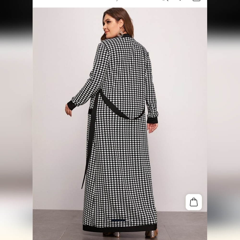 Plus Size Houndstooth Duster & Legging Set | Long Cardigan Outfit |  2X - Picture 5 of 5